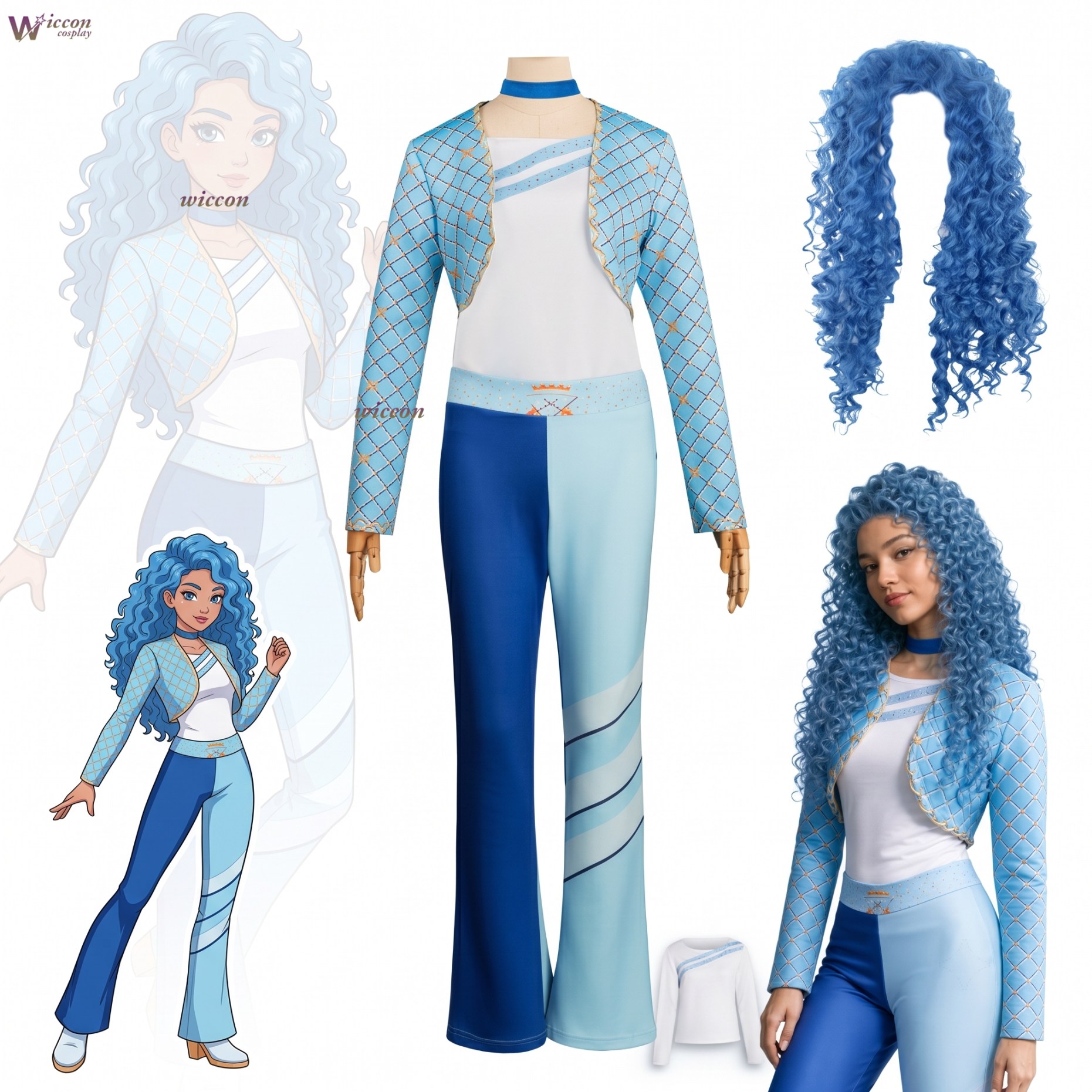 Anime Cosplay Japanese Girl - Новый синий костюм D-Descendants для девочек,